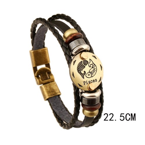 12 Constellations Hematite Leather Bracelet 12 Constellations Hematite Leather Bracelet