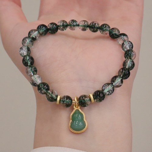 Green Phantom Confidence Gourd Buddha Charm Bracelet