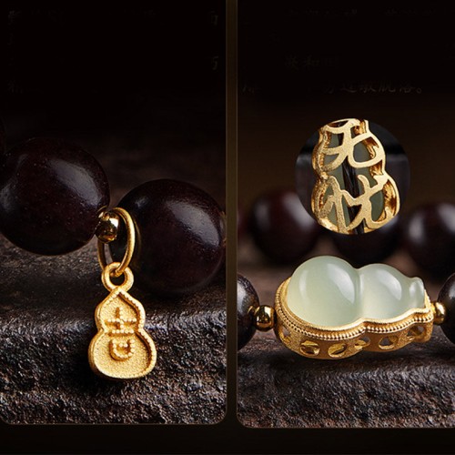 Red Sandalwood Gourd Jade Calm Bracelet