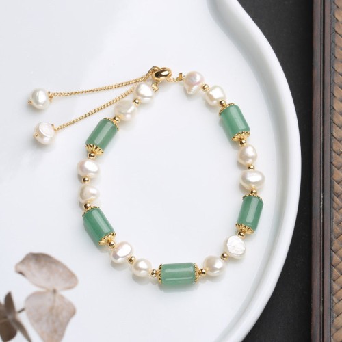 Green Aventurine Pearl Pink Crystal Luck Bracelet Green Aventurine Pearl Pink Crystal Luck Bracelet
