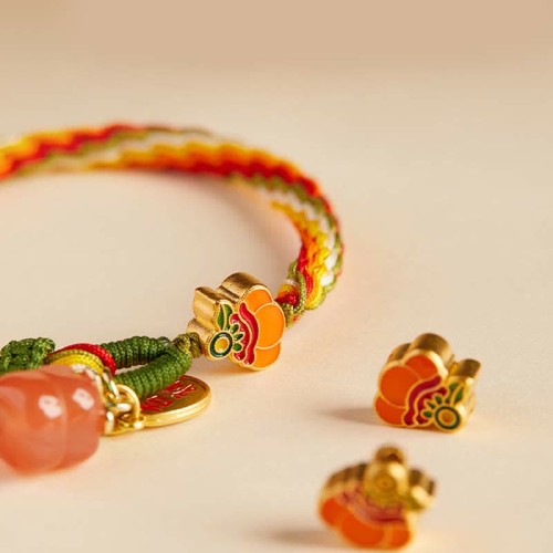 Persimmon Red Agate Strength Reincarnation Knot Bracelet