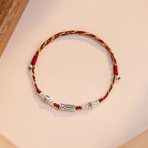 925 Silver Koi Fish Braided Luck Bracelet 925 Silver Koi Fish Braided Luck Bracelet