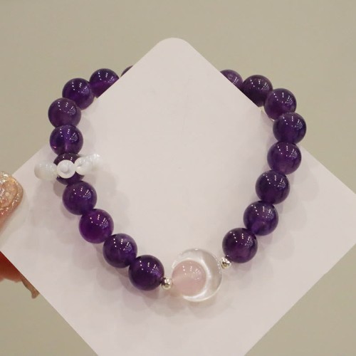 925 Silver Amethyst Aquamarine Cat's Eye Healing Bracelet
