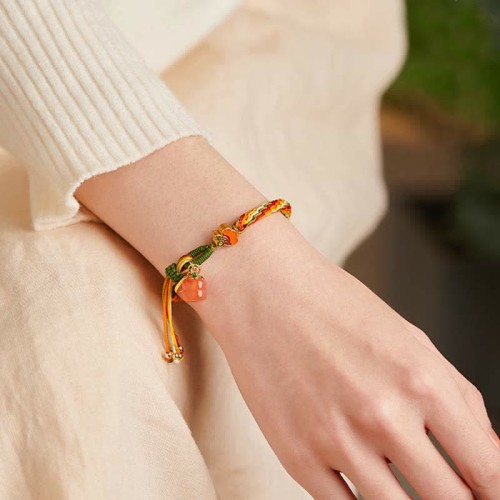Persimmon Red Agate Strength Reincarnation Knot Bracelet