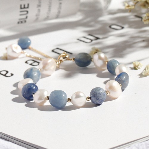 Blue Aventurine Crystal Pearl Healing Bracelet Blue Aventurine Crystal Pearl Healing Bracelet