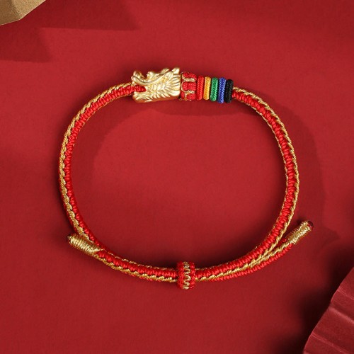 999 Silver Luck Year of the Dragon Colorful Rope Bracelet 999 Silver Luck Year of the Dragon Colorful Rope Bracelet