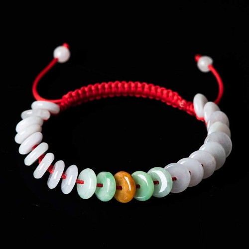 Round Jade Lucky Red String Weave Bracelet Round Jade Lucky Red String Weave Bracelet