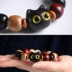 Ebony Wood Cat Engraved Protection Bracelet