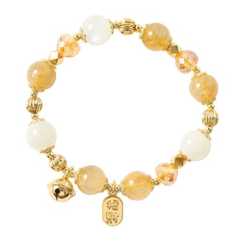 14K Gold Plated Golden Rutilated Quartz Wealth Charm Bracelet 14K Gold Plated Golden Rutilated Quartz Wealth Charm Bracelet