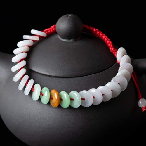 Round Jade Lucky Red String Weave Bracelet Round Jade Lucky Red String Weave Bracelet