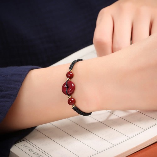 Natural Cinnabar Peace Buckle Blessing Bracelet Natural Cinnabar Peace Buckle Blessing Bracelet