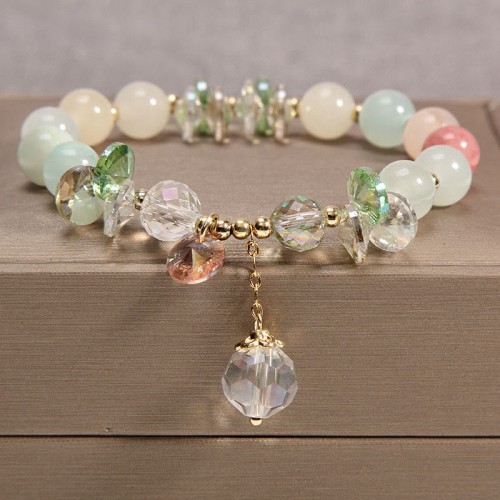 Cat's Eye Pink Crystal Peace Charm Bracelet Cat's Eye Pink Crystal Peace Charm Bracelet