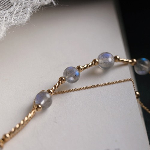 Moonstone Positive Charm Chain Bracelet Moonstone Positive Charm Chain Bracelet