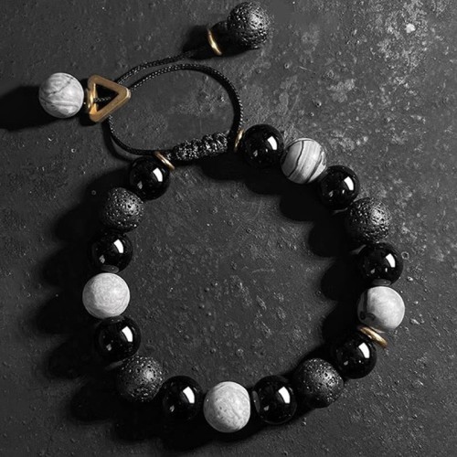 Black Obsidian Lava Rock Yin Yang Bracelet Black Obsidian Lava Rock Yin Yang Bracelet