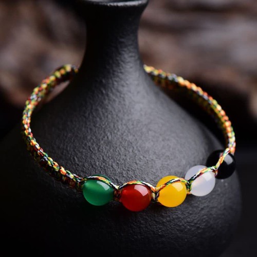 Colorful Agate Five Elements String Bracelet Colorful Agate Five Elements String Bracelet