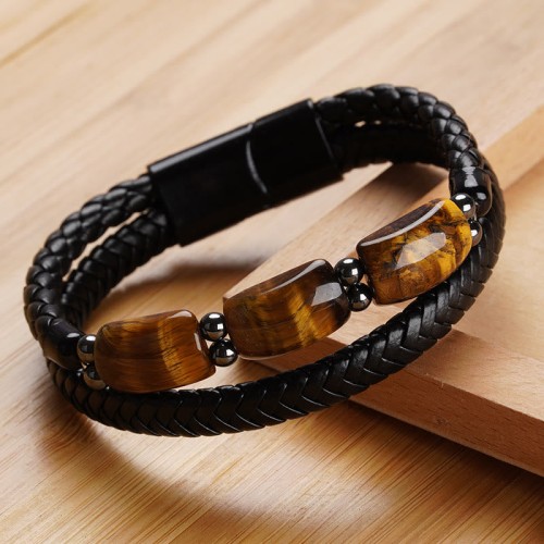Tiger Eye Protection Willpower Leather Bracelet Tiger Eye Protection Willpower Leather Bracelet