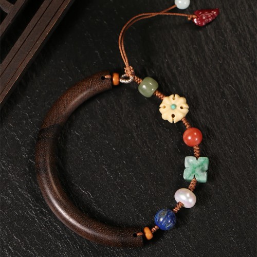 Agarwood Hetian Jade Crystal Strength Bracelet Agarwood Hetian Jade Crystal Strength Bracelet