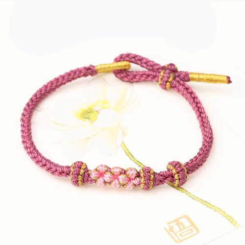 Peach Blossoms Luck Braided String Bracelet