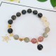 Natural Silver Sheen Obsidian Heart Star Flower Protection Bracelet