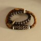 Tibetan Nine-Eye Dzi Bead Green Sandalwood Peace Wrap Bracelet Tibetan Nine-Eye Dzi Bead Green Sandalwood Peace Wrap Bracelet