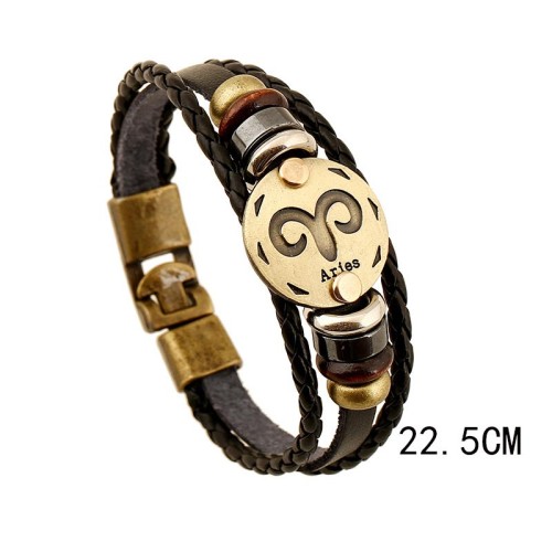 12 Constellations Hematite Leather Bracelet 12 Constellations Hematite Leather Bracelet