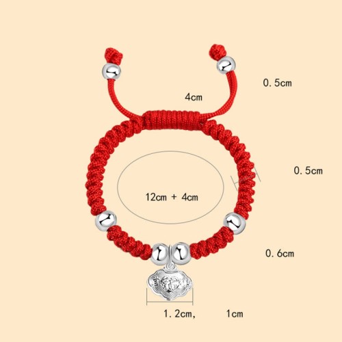 925 Sterling Silver Fu Character Lucky Money Bag Kids Bracelet 925 Sterling Silver Fu Character Lucky Money Bag Kids Bracelet