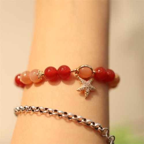Sunstone Peach Moonstone Red Agate Crystal Star Bracelet Sunstone Peach Moonstone Red Agate Crystal Star Bracelet