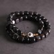 Ebony Wood Dzi Bead Copper Peace Couple Bracelet Ebony Wood Dzi Bead Copper Peace Couple Bracelet