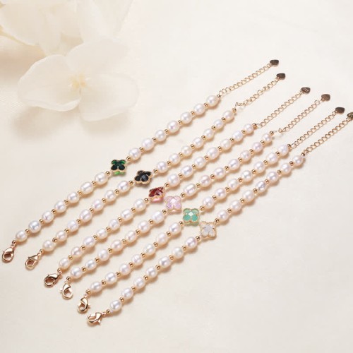 Pearl Four Leaf Clover Wealth Bracelet Pearl Four Leaf Clover Wealth Bracelet