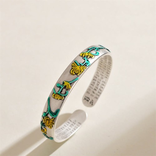 Plum Blossom Chrysanthemum Flower Heart Sutra Healing Bangle Plum Blossom Chrysanthemum Flower Heart Sutra Healing Bangle
