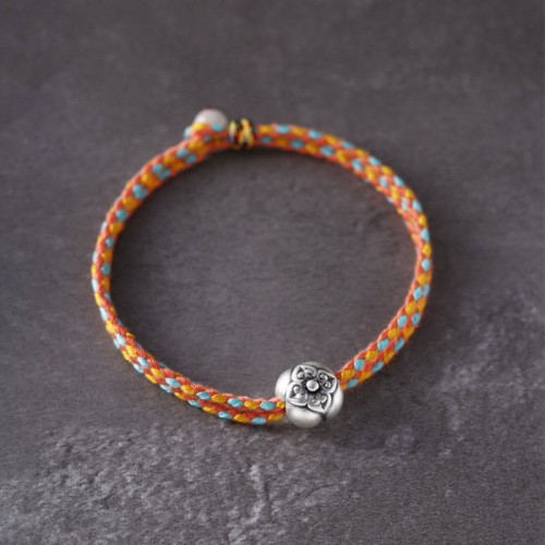 999 Sterling Silver Persimmon Luck Braided Bracelet 999 Sterling Silver Persimmon Luck Braided Bracelet