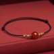 Natural Red Agate Cat Eye Calm Braided Necklace Pendant