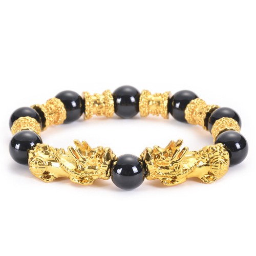 Double Pixiu Obsidian Wealth Bracelet