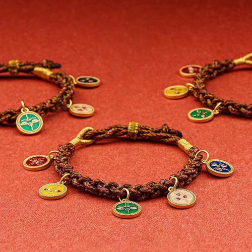 Tibetan Five God of Wealth Thangka Luck Bracelet Tibetan Five God of Wealth Thangka Luck Bracelet