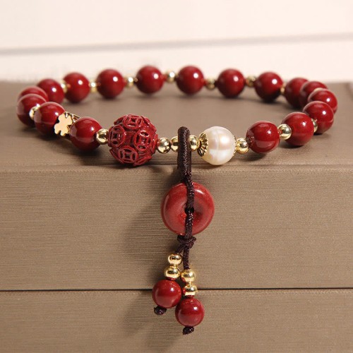 Cinnabar Peace Buckle Copper Coin Blessing Bracelet Cinnabar Peace Buckle Copper Coin Blessing Bracelet