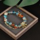 Liuli Glass Bead Chinese Lock Fortune Bracelet Liuli Glass Bead Chinese Lock Fortune Bracelet