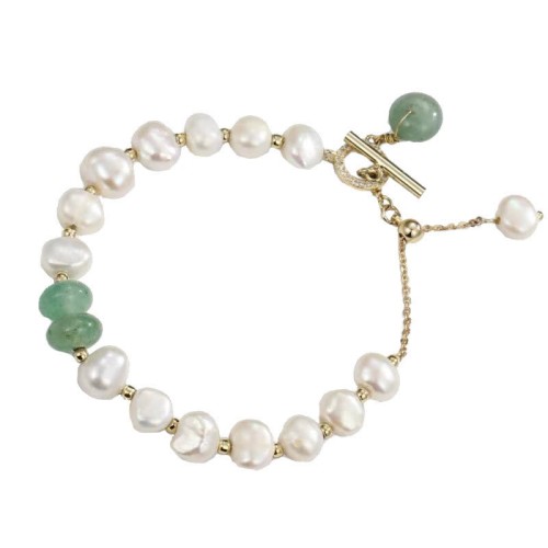 Pearl Green Strawberry Quartz Healing Bracelet