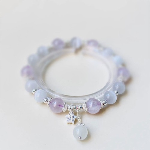 925 Sterling Silver Amethyst Cat's Eye Spiritual Star Bracelet 925 Sterling Silver Amethyst Cat's Eye Spiritual Star Bracelet