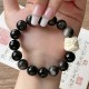 Silver Sheen Obsidian Bodhi Seed Lion Bracelet Silver Sheen Obsidian Bodhi Seed Lion Bracelet