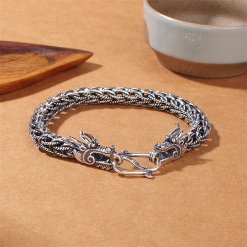 925 Sterling Silver Dragon Success Strength Bangle