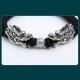 999 Sterling Silver Double Dragon Luck Bracelet