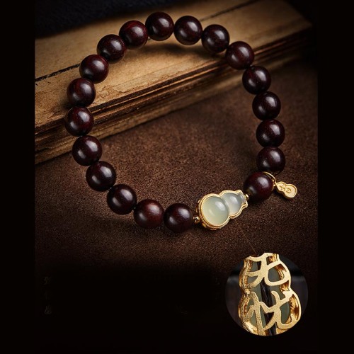 Red Sandalwood Gourd Jade Calm Bracelet