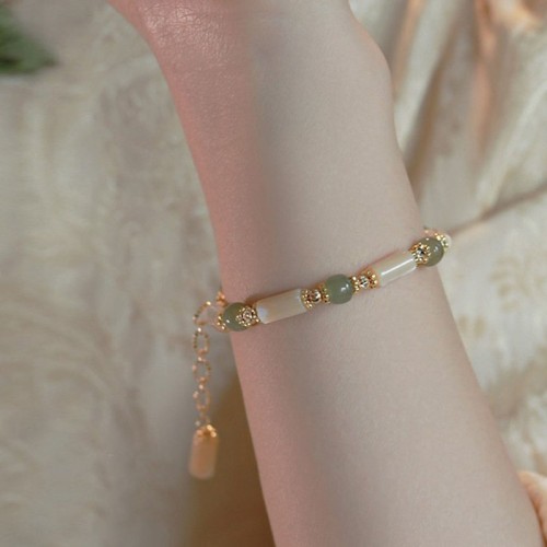 14K Gold Plated Hetian Jade Bamboo Bracelet 14K Gold Plated Hetian Jade Bamboo Bracelet