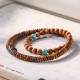 Sandalwood Turquoise Protection Double Wrap Bracelet