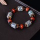 Tibetan Three-Eyed Dzi Bead Agate Protection Bracelet Tibetan Three-Eyed Dzi Bead Agate Protection Bracelet