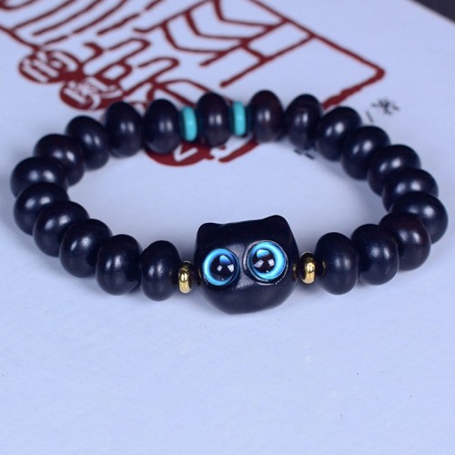Ebony Wood Liuli Glass Lovely Cat Balance Bracelet Ebony Wood Liuli Glass Lovely Cat Balance Bracelet