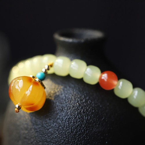 Hetian Jade Pumpkin Amber Red Agate Prosperity Bracelet Hetian Jade Pumpkin Amber Red Agate Prosperity Bracelet
