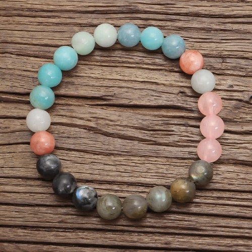 Amazonite Black Glitter Stone Positive Tassel Bracelet Amazonite Black Glitter Stone Positive Tassel Bracelet