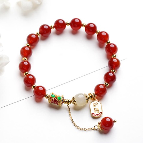 Red Agate Hetian Jade Confidence Charm Bracelet Red Agate Hetian Jade Confidence Charm Bracelet