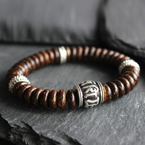 Tibetan Coconut Shell Om Mani Padme Hum Bracelet Tibetan Coconut Shell Om Mani Padme Hum Bracelet